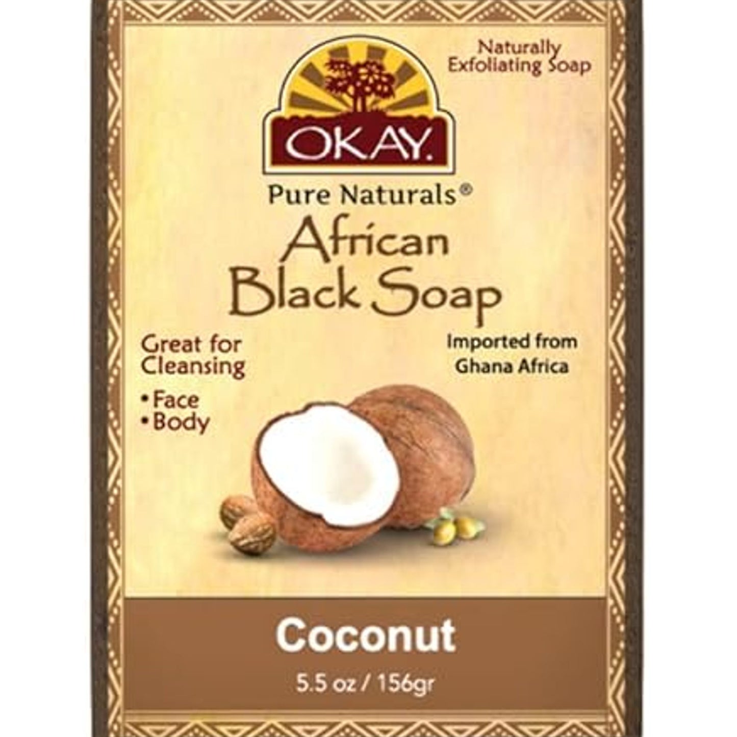 Okay Pure Naturals African Black Soap Coconut 5.5 Oz