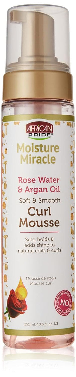 African Pride Curl Mousse Rose Water Argan Oil 8.5 Oz