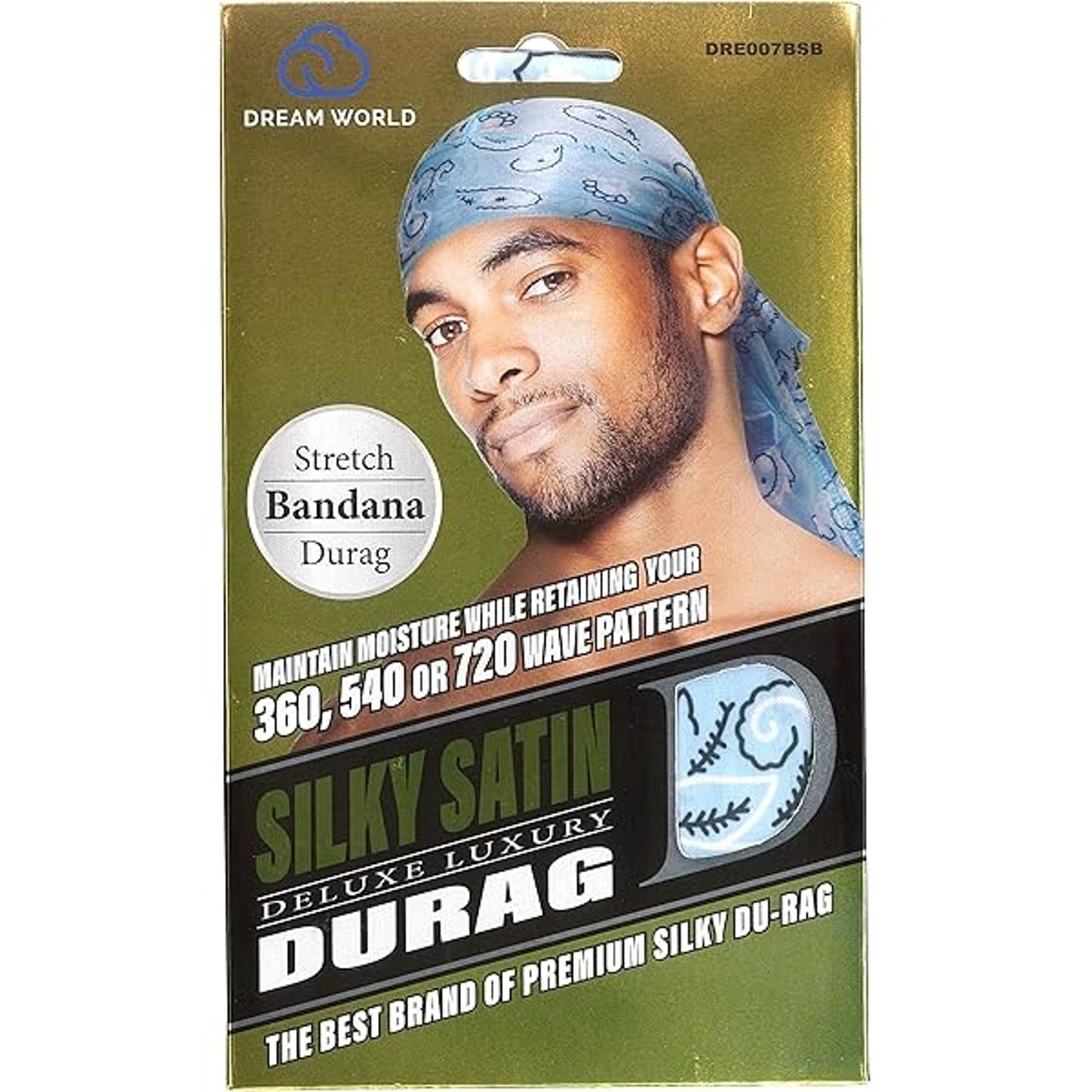 Dream World Men's Silky Satin Deluxe Du-Rag, One Size
