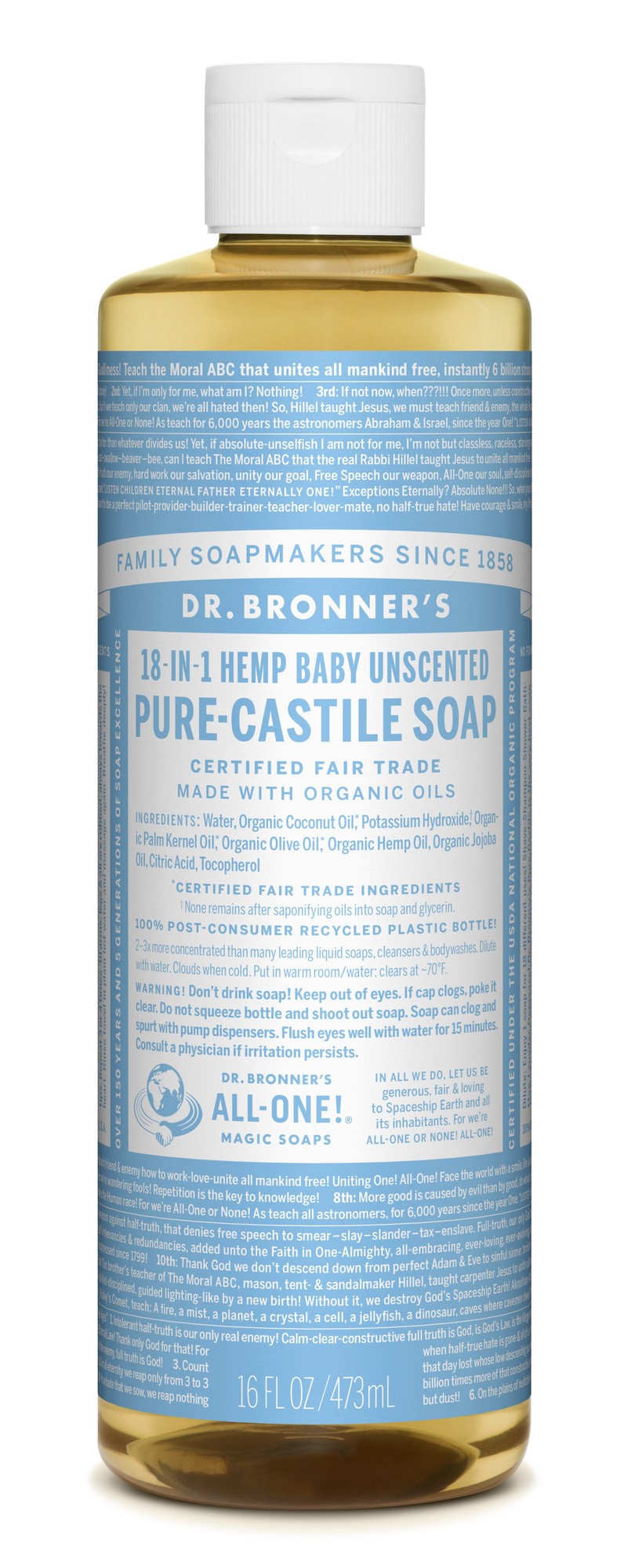 Dr. Bronner's Organic Pure Castile Liquid Soap, Baby Unscented