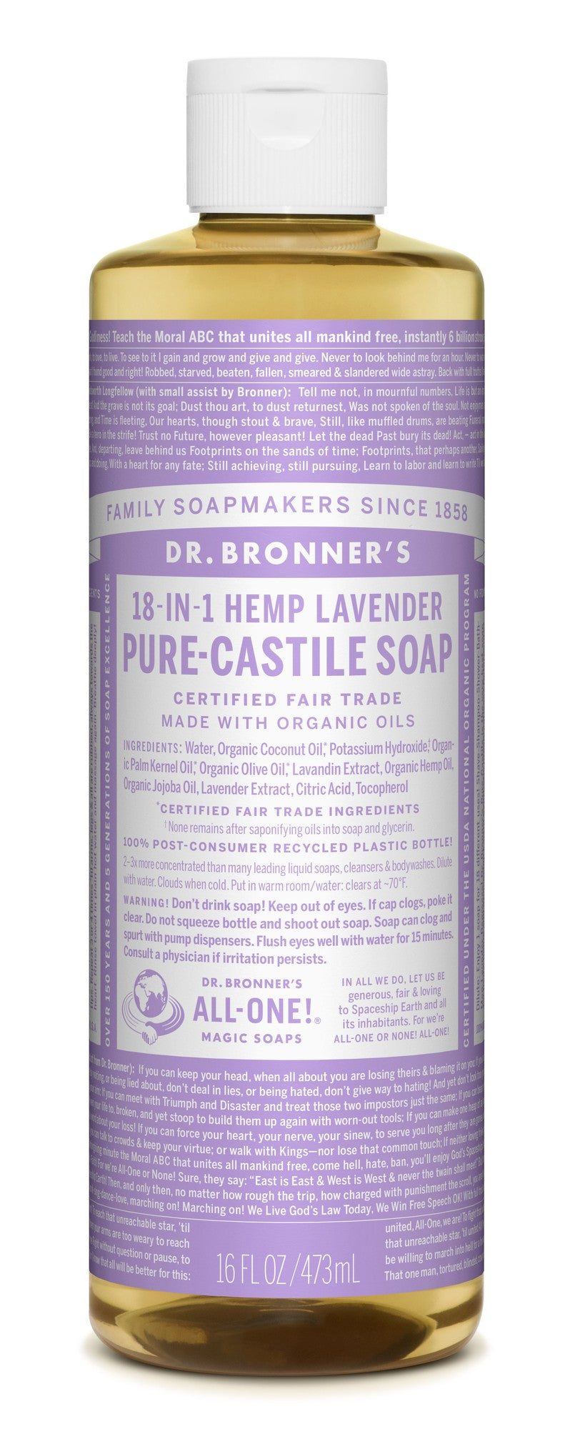 Dr. Bronner's Lavender Castile Soap 16 fl oz Liquid