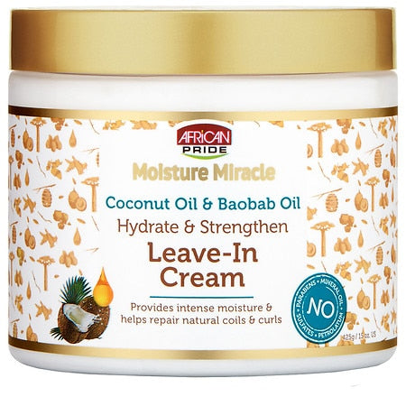 African Pride Leave-In Hair Cream, Coconut & Baobab, 15 Oz