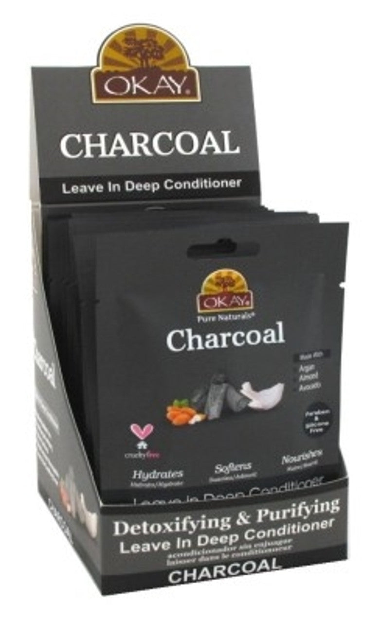 Okay Pure Naturals Leave-in Conditioner Charcoal, 1.25 Oz, Pack of 12