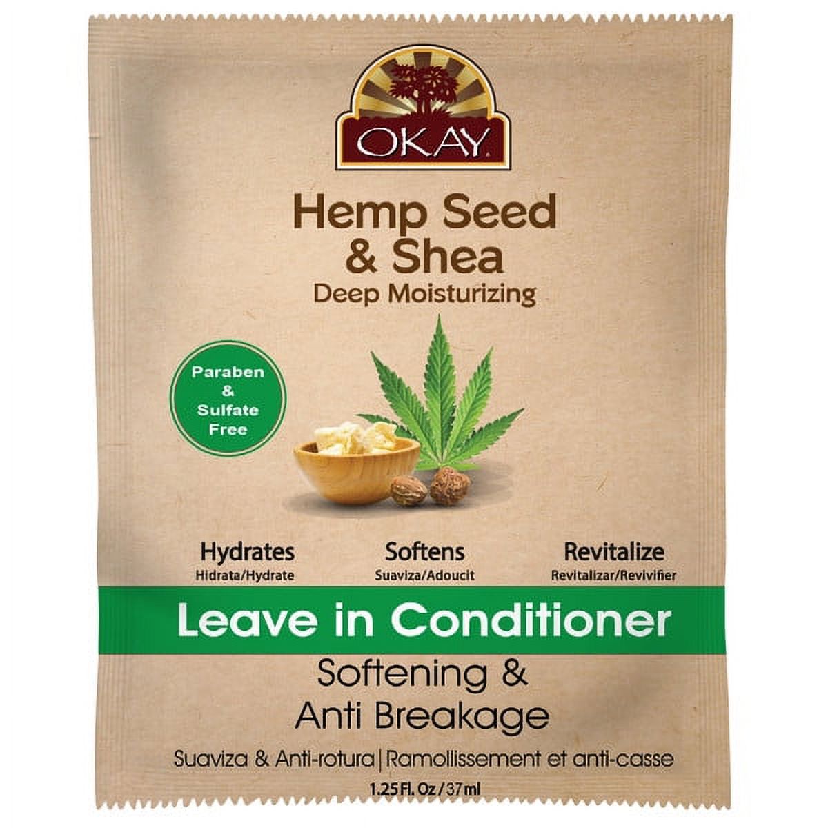 Okay Pure Naturals Hemp Seed Shea Leave-In Conditioner 1.25 oz Pack of 12