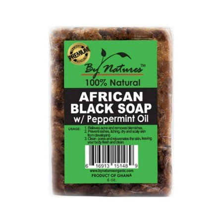 By Natures African Black Soap with Peppermint, 3.5 oz