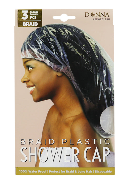 Donna Clear Plastic Shower Caps - Pack of 3