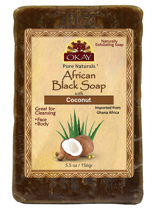 Okay Pure Naturals African Black Soap Coconut 5.5 Oz