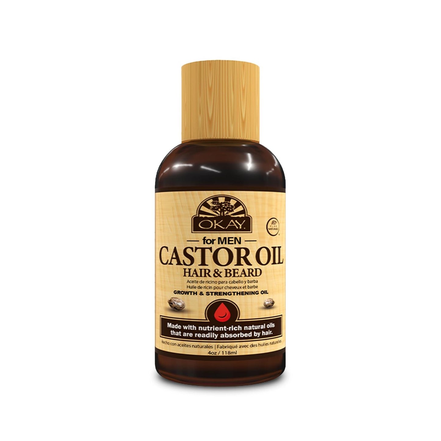 Okay Pure Naturals Castor Oil for Hair & Beard, 4 Oz
