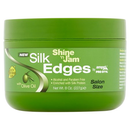 AmPro Shine-N-Jam Silk Edges Hair Gel 8 Oz for Olive