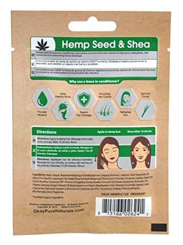 Okay Pure Naturals Hemp Seed Shea Leave-In Conditioner 1.25 oz Pack of 12
