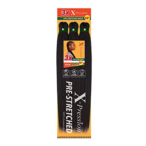 Senzacn X-Pression Synthetic Braid - 3X Pre-Stretched 58 Inch Pack of 2