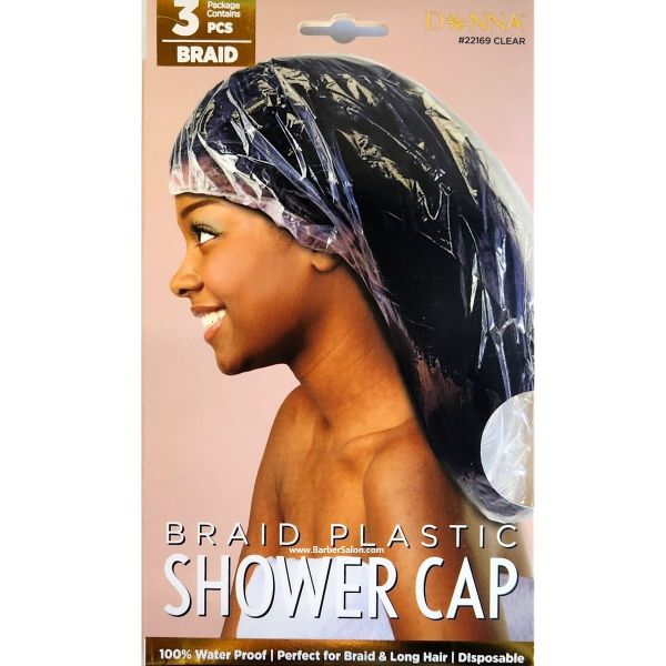Donna Clear Plastic Shower Caps - Pack of 3