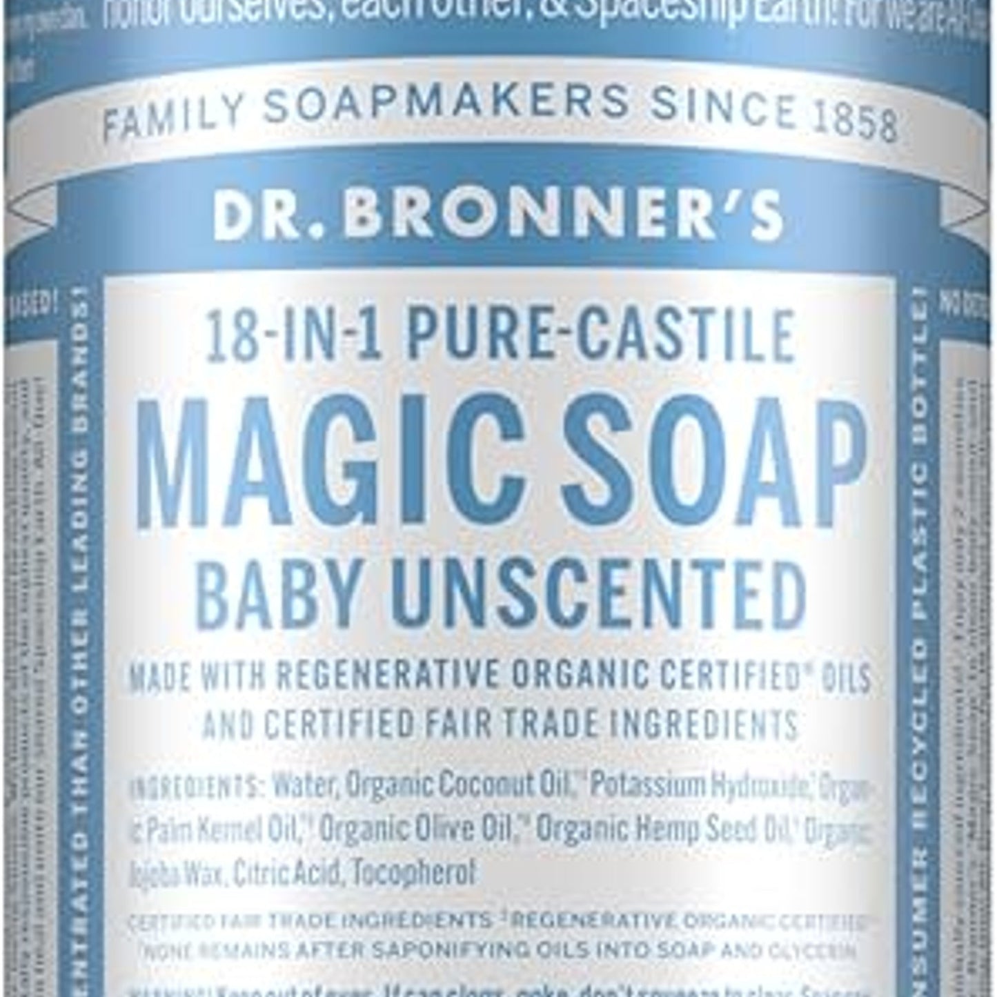 Dr. Bronner's Organic Pure Castile Liquid Soap, Baby Unscented