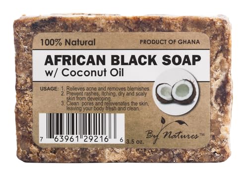 Natures Aid African Black Soap with Coconut Oil, 3.5 Oz, Pack of 1