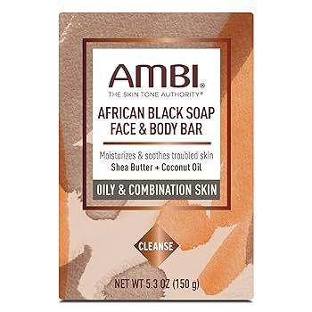 AMBI African Black Soap 5.3 oz, Cleans Nourishes Skin