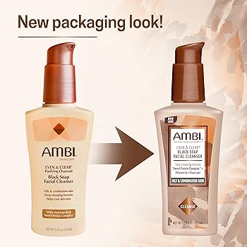 AMBI Purifying Charcoal Black Soap Facial Cleanser 3.5 Fl Oz