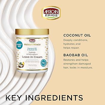 African Pride Leave-In Hair Cream, Coconut & Baobab, 15 Oz