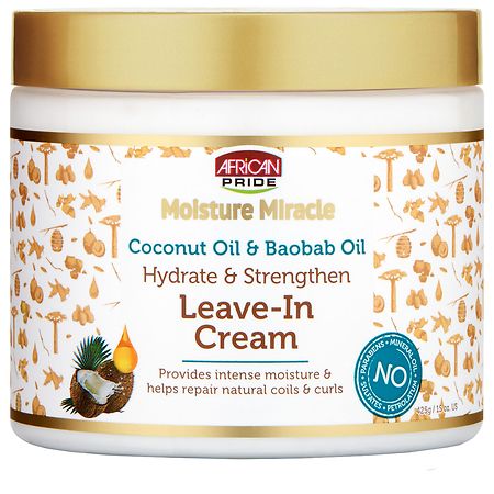 African Pride Leave-In Hair Cream, Coconut & Baobab, 15 Oz
