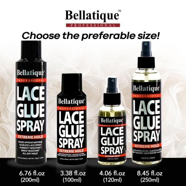 BELLATIQUE Lace Glue Spray 3.38 Oz - Extreme Hold, Flake Free