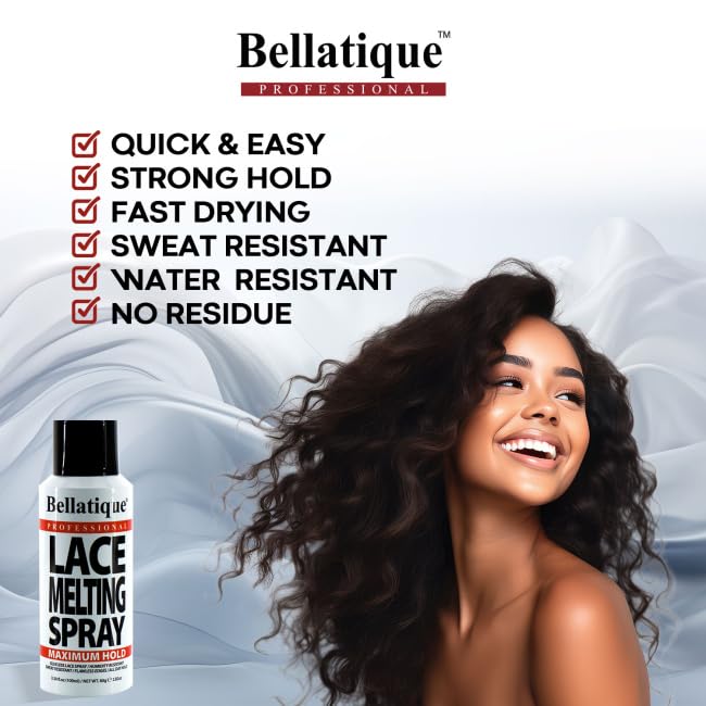 BELLATIQUE Lace Melting Spray 4.06 Oz - Maximum Hold, Fast Drying