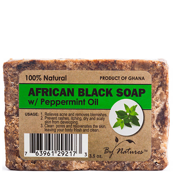 By Natures African Black Soap with Peppermint, 3.5 oz