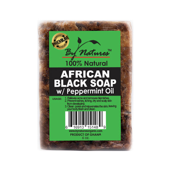 By Natures African Black Soap with Peppermint, 3.5 oz