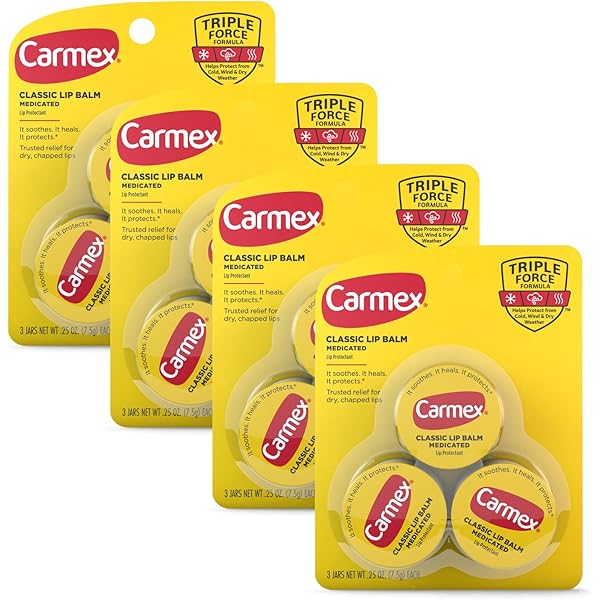 Carmex Classic Medicated Lip Balm 0.25 Oz Pack of 3