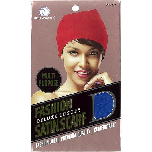 Dream World Silky Satin Wrap Scarf, Black, 1 Wrap Cap