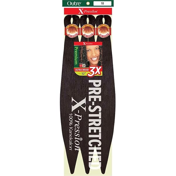 X-pression Kanekalon 3X Pre Stretched Braid 52, 1-Pack