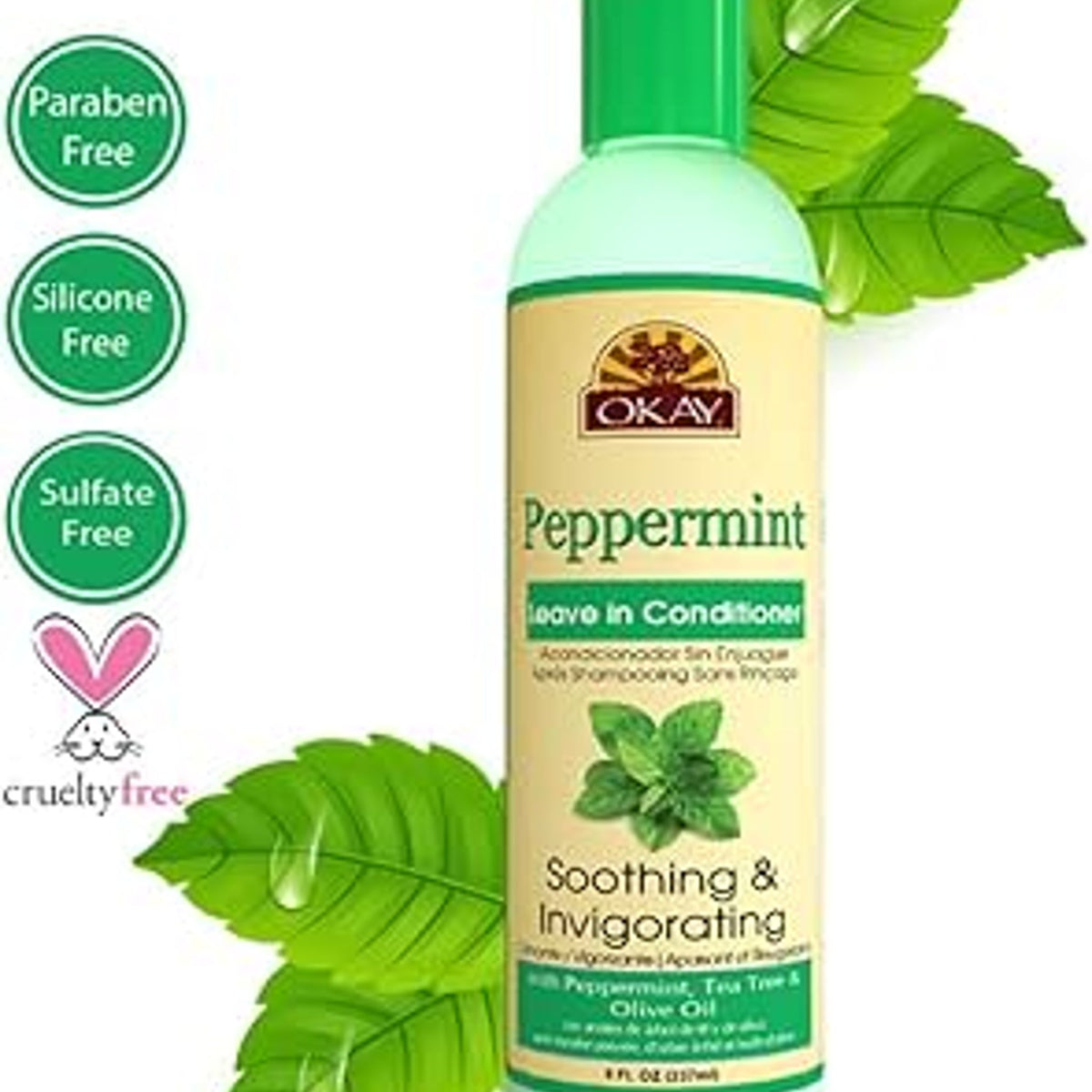 OKAY Leave-in Conditioner Peppermint, 8 Ounce