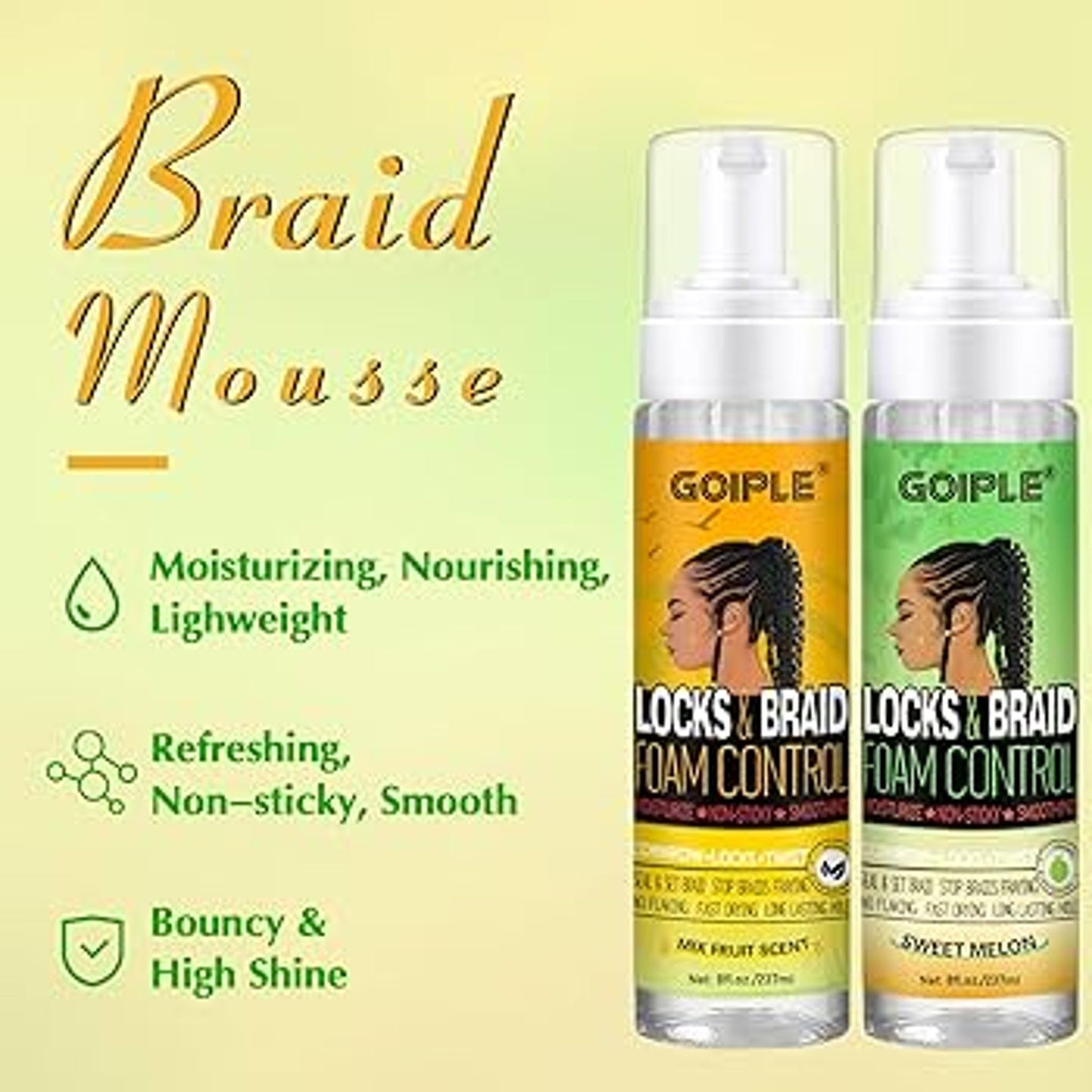 GOIPLE Locks & Braid Foam Control Mousse Mix Fruit 8oz