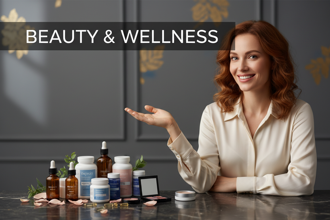 Let the text on it be "BEAUTY & WELLNESS", don't put reimmanged